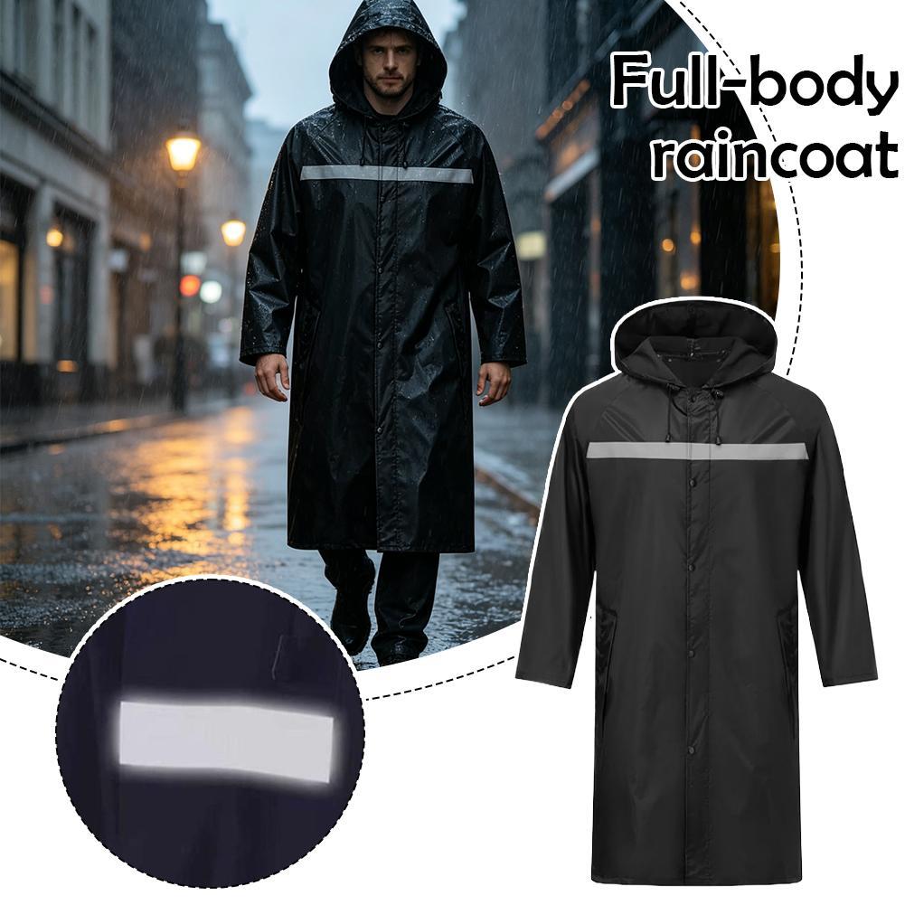 Cycling Commute Rain - Unisex Full-Body Raincoat with Reflective Stripes,