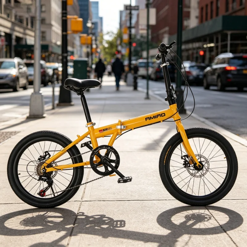 Commuting With Bike - 20 Inch Yellow Spoke Wheel Folding