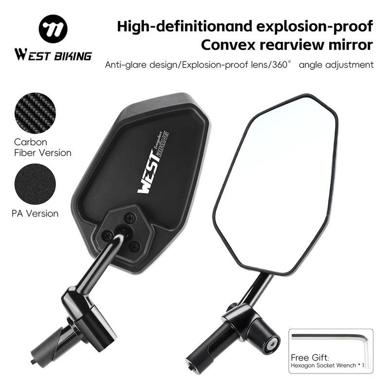 Mirror Handlebar Convex - WEST BIKING HD Anti-glare Convex Rearview