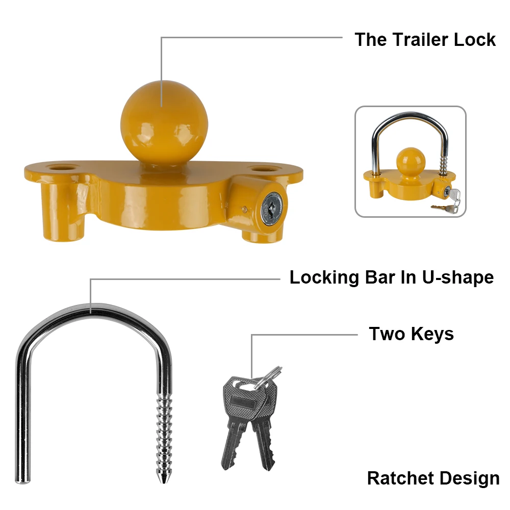 Tow Ball Security Anti-Theft T - U Lock Heavy Duty recension och pris