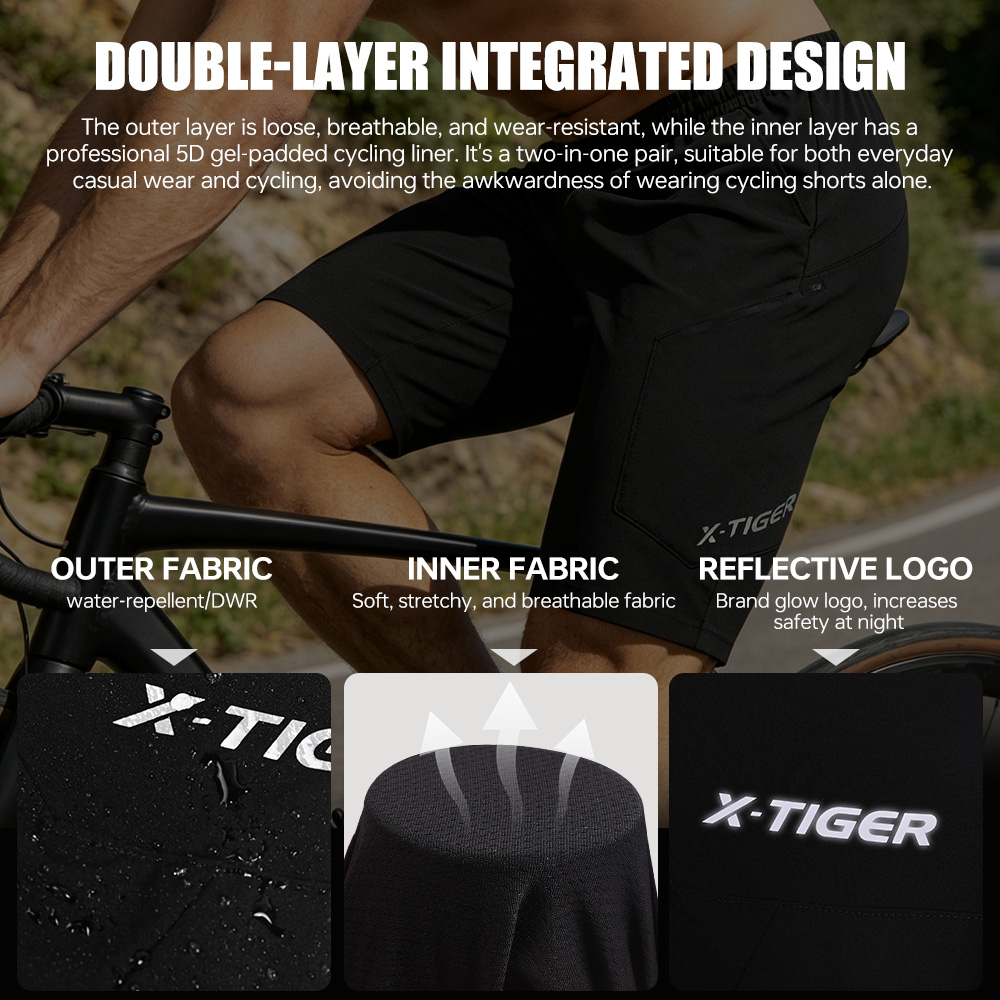 X-TIGER 2 in 1 Cycling Shorts  - Cycling Shorts For Commute recension och pris